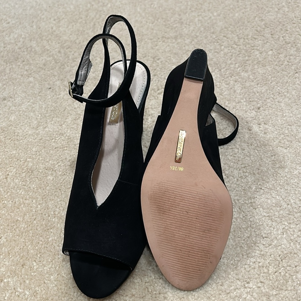 Louise Et Cie Piarissa Open Toe Wedge Sandal- Black Suede - Picture 4 of 5